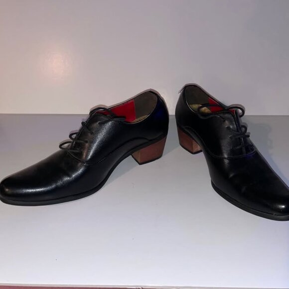 Men's Black Shoes with Cuban Heel - Picture 1 of 3